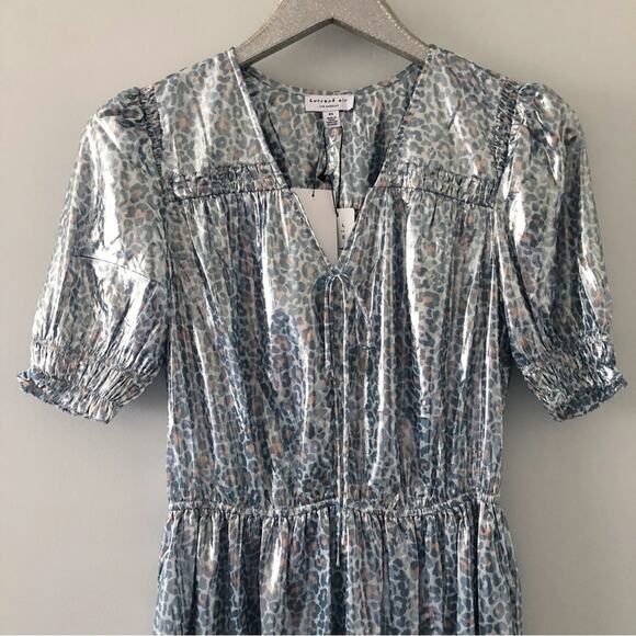 Current Air Leopard Shine Midi Dress Blue NEW - Picture 7 of 8